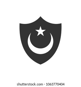 Shield Symbol. Security Logo. Crescent star Icon. Vector eps 10.