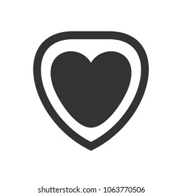 Shield Symbol. Security Logo. heart Icon. Vector eps 10.