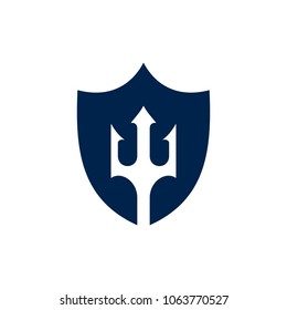 Shield Symbol. Security Logo. Trident Icon. Vector eps 10.