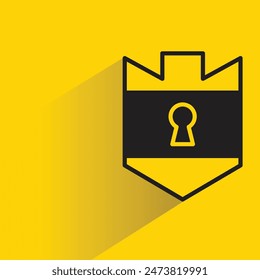 shield symbol with shadow on yellow background