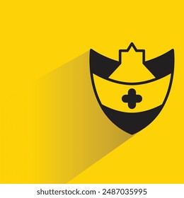 Schildsymbol mit Schatten auf gelbem Hintergrund