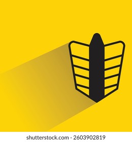 shield symbol with shadow on yellow background