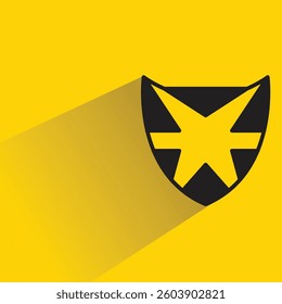 shield symbol with shadow on yellow background