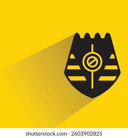 shield symbol with shadow on yellow background