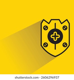 shield symbol with shadow on yellow background