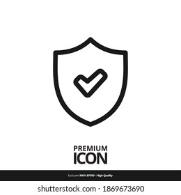 Shield symbol Vector line icon illustration mobile application. Simple flat modern design style. Black color.