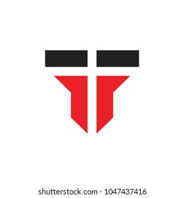 Shield with T letter logo design vector