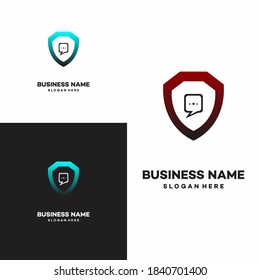 Vector del logotipo de la palabra Escudo,Diseños de plantillas del logotipo de charla segura, ilustración del material de la ilustración del vector