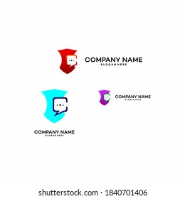Shield talk logo vector,Safe Talk Logo template designs, vector illustration stock illustration