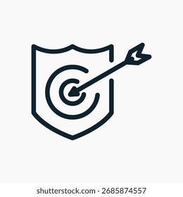 Icono de destino de escudo en estilo de línea. Perfecto para App, Sitios web, UI UX, presentaciones o infografías. Archivo de ilustración editable con diseño limpio y diseño moderno.
