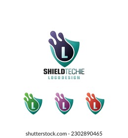 Shield tech L letter Logo of protection symbol security business icon secure company identity vector clipart