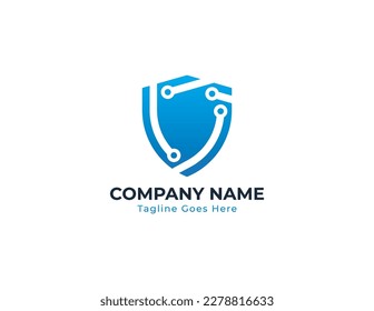 Shield Tech Logo Concept icon sign symbol Element Design. Technology, Security, Protection, Cyber, Guardian Logotype. Vector illustration template