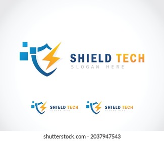logotipo de tecnología de escudo concepto de energía creativa diseño rápido
