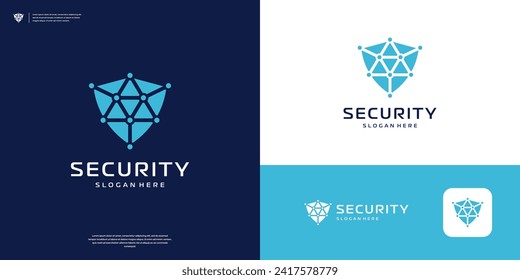 Shield tech logo design inspiration, Security logo vector template.