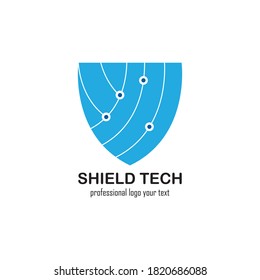 Shield tech logo design template vector illustration
