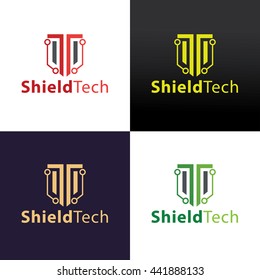 Shield Tech logo design template ,Protection logo design concept ,Vector illustration