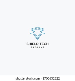 Shield Tech logo template design in Vector illustration