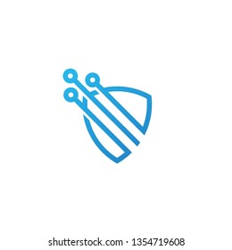 shield tech logo vector icon illustration
