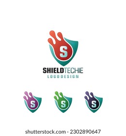 Schildkröte mit technischem Hinweis Logo für Sicherheitssymbole Symbol für sichere Firmenidentität Vektorklammer