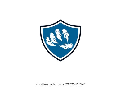 Shield tech safety  with trex claws technology logo design icon element 