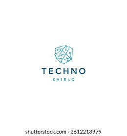 Shield techno with line art style logo inspiration vector illustration