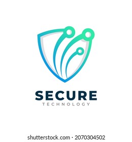 Shield Technology Icon. Secure Tech Logo Design Template Element