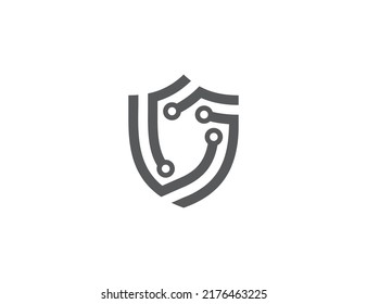 Shield Technology Logo Concept sign icon symbol Design. Tech Logo Design. Vector illustration logo template
