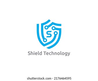 Logo-Konzept-Symbol für Schild-Technologie Symbol Design mit Buchstabe S. Tech Logo Design. Logo-Vorlage für Vektorgrafiken
