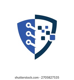 Diseño de logotipo de tecnología de escudo Moderno Industria de negocios de tecnología mínima Ciberseguridad