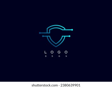 Shield Technology Logo Design Vector Icon Template Element