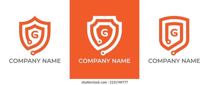 Shield Technology Logo icon symbol with Letter G. Vector logo template