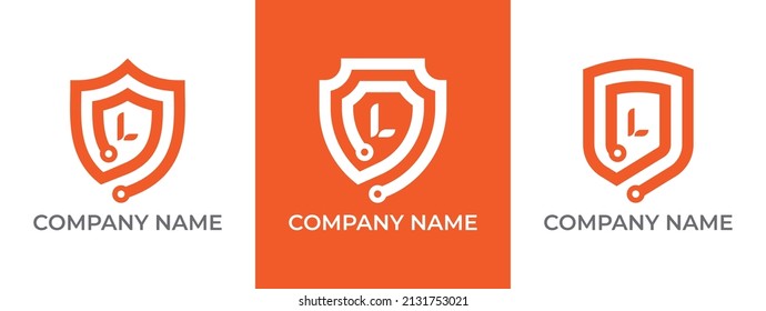 Shield Technology Logo icon symbol with Letter L. Vector logo template