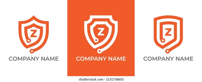 Shield Technology Logo icon symbol with Letter Z. Vector logo template