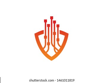 Shield technology logo symbol or icon template