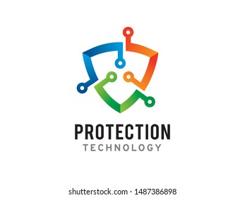 Shield technology logo symbol or icon template