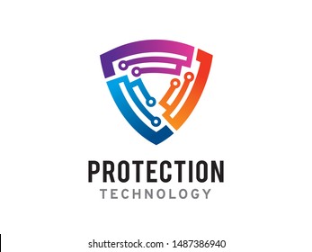 Shield technology logo symbol or icon template