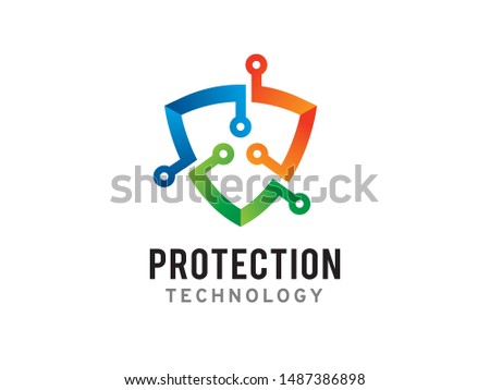 Shield technology logo symbol or icon template