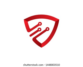 Shield Technology Logo Template Design Vector, Emblem, Design Concept, Creative Symbol, Icon