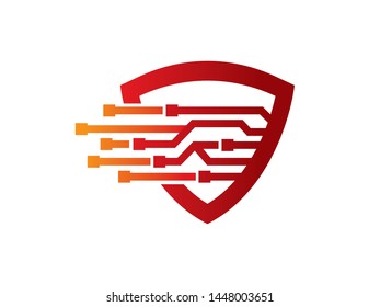 Shield Technology Logo Template Design Vector, Emblem, Design Concept, Creative Symbol, Icon