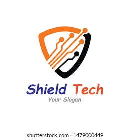 Shield Technology Logo Template Design Vector, Emblem, Design Concept, Creative Symbol, Icon