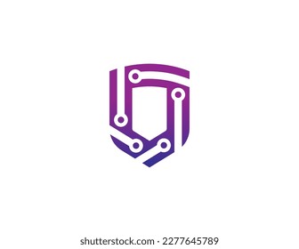 Shield Technology Tech Logo Concept symbol icon sign Element Design. Security, Protection, Cyber, Guardian Logotype. Vector illustration template