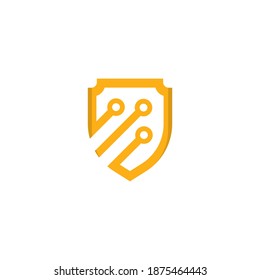 Shield technology vector logo concept template design 