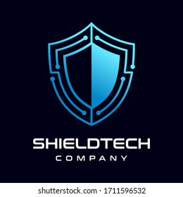 Shield technology vector logo template. This design use dt symbol. Suitable for protection.