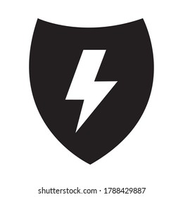 blindaje con icono de trueno sobre fondo blanco, medio color estilo, ilustración vectorial