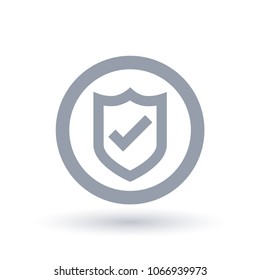 Shield tick icon. secure badge checkmark symbol. Secured website sign in circle outline. Vector illustration.