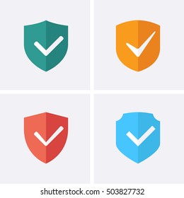 Shield and Tick Icons. Check mark warranty. Guaranteed Icons