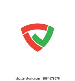 Shield and tick sign, vector symbol