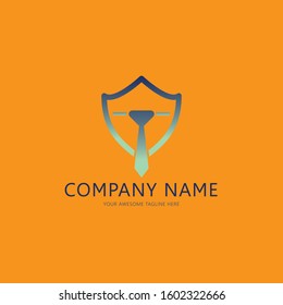 Shield with tie logo, modern security logo template design