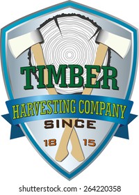 Shield of timber harvesting company. Vector illustration