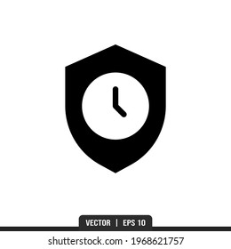 Shield time icon vector, illustration logo template in trendy style. Suitable for many purposes.